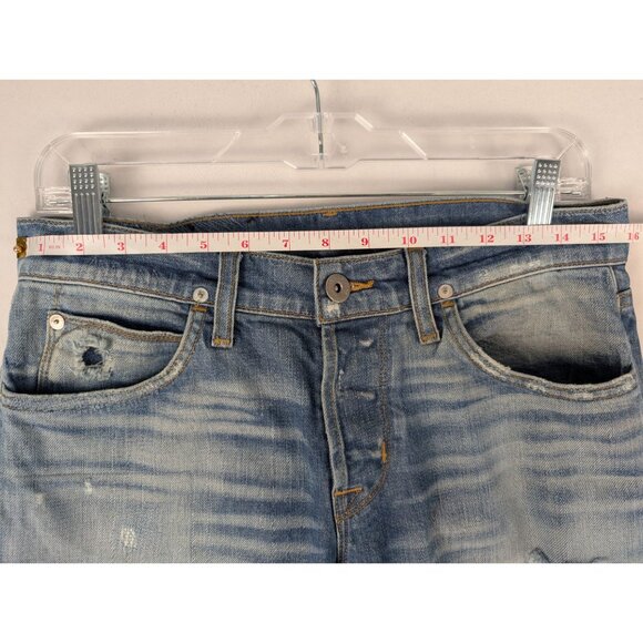 Hudson Jeans Mens 30x32 Blue Axl Skinny Button Fly Distressed Denim - Picture 5 of 11